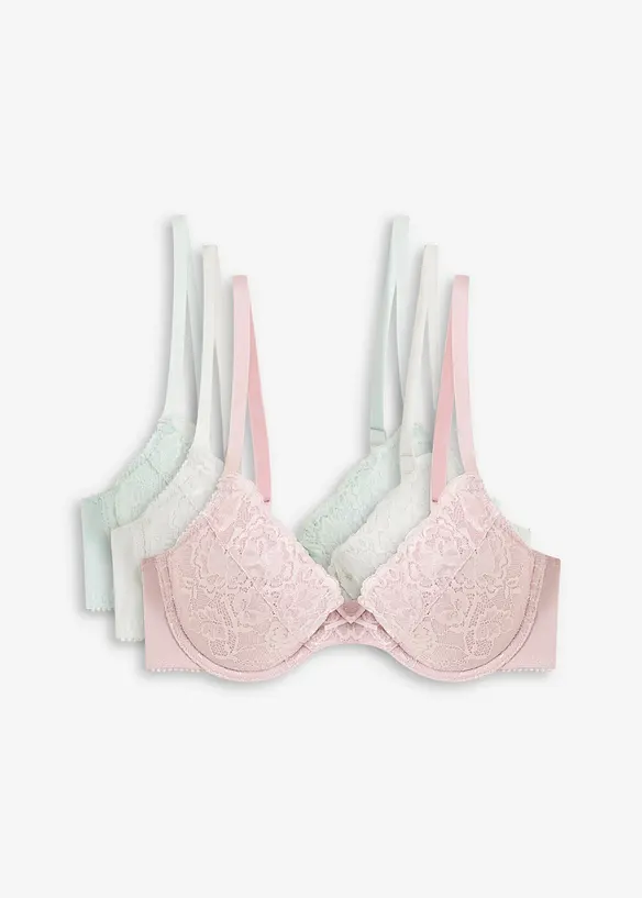 Push up bh met fijn kant (set van 3), bonprix