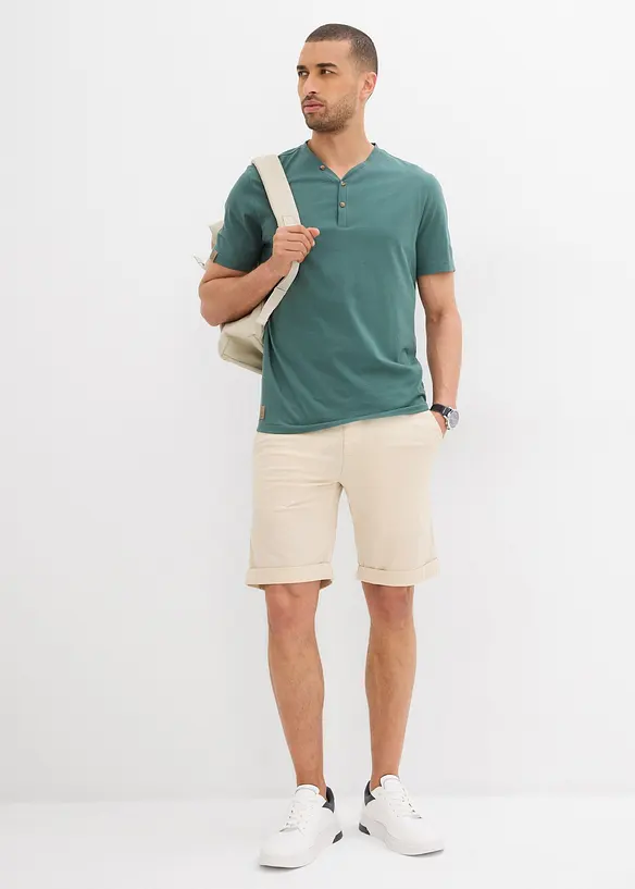 Henley shirt, korte mouw (set van 2) van biologisch katoen, bonprix