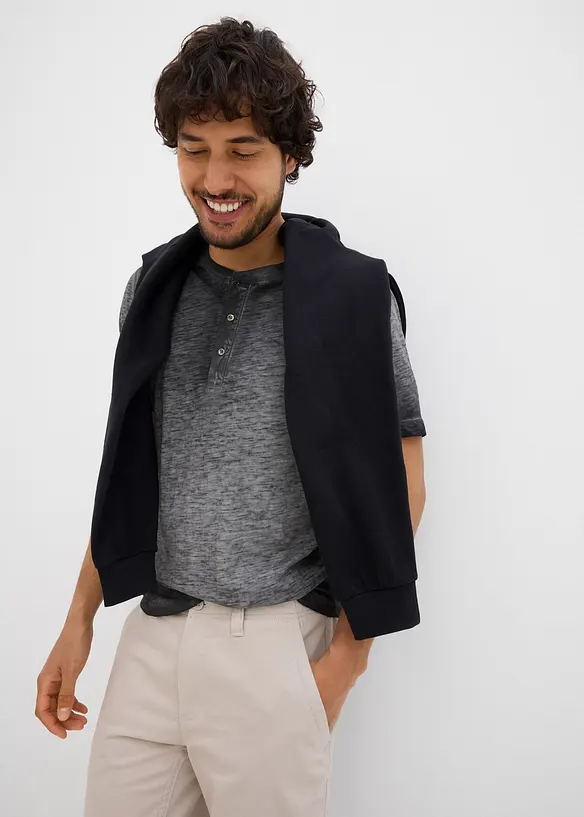 Henley shirt van biologisch katoen in washed out look, bonprix
