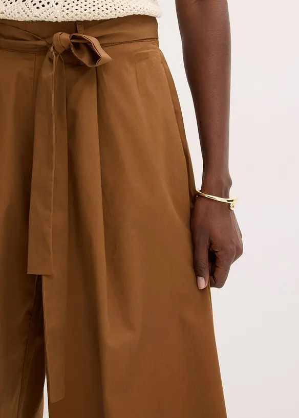 Katoenen popeline broek met riem (2-dlg set), bonprix