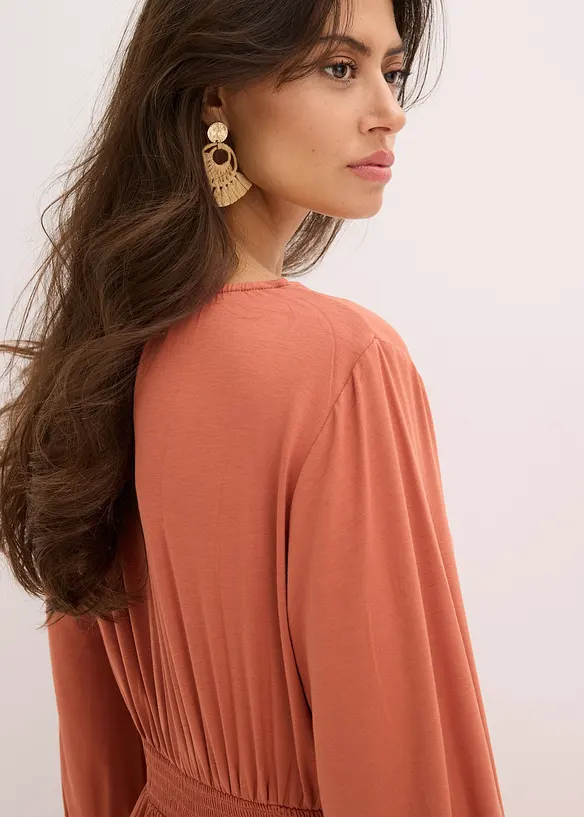 Jersey jurk met plooitjes, bonprix