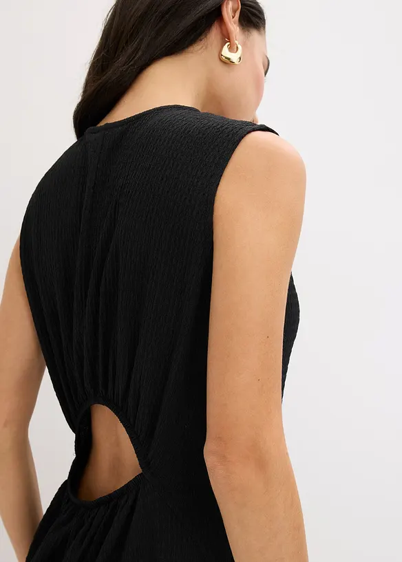 Midi-jurk van gestructureerde jersey met uitgesneden rug, bonprix