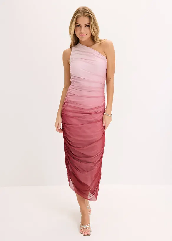 One shoulder jurk met mesh inzetstuk, bonprix
