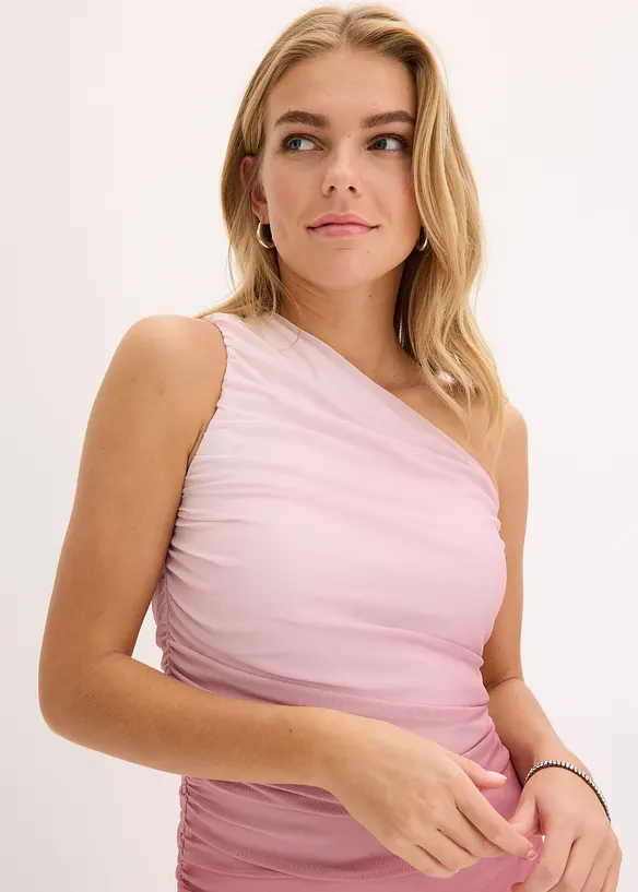 One shoulder jurk met mesh inzetstuk, bonprix