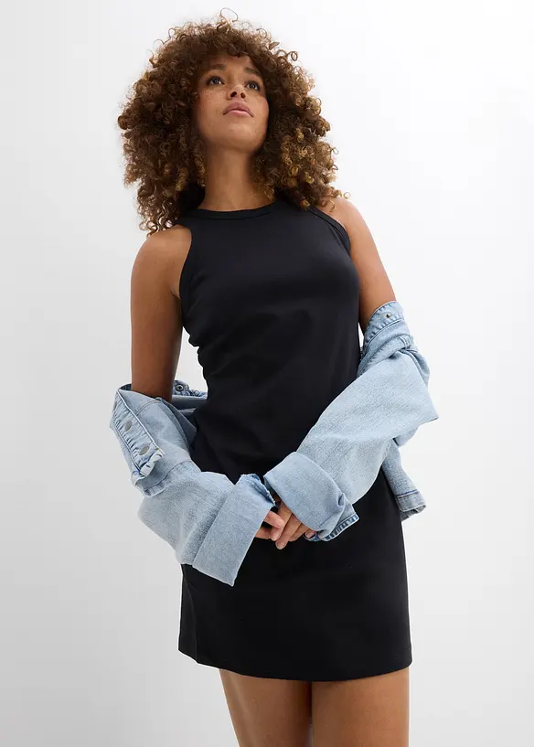Jurk met spaghettibandjes van interlock (set van 2), bonprix