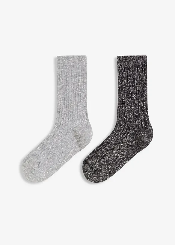 Sokken van biologisch katoen et met lurex (2 paar), bonprix
