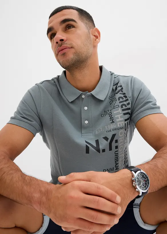 Piqué poloshirt van puur katoen, slim fit, korte mouw, bonprix