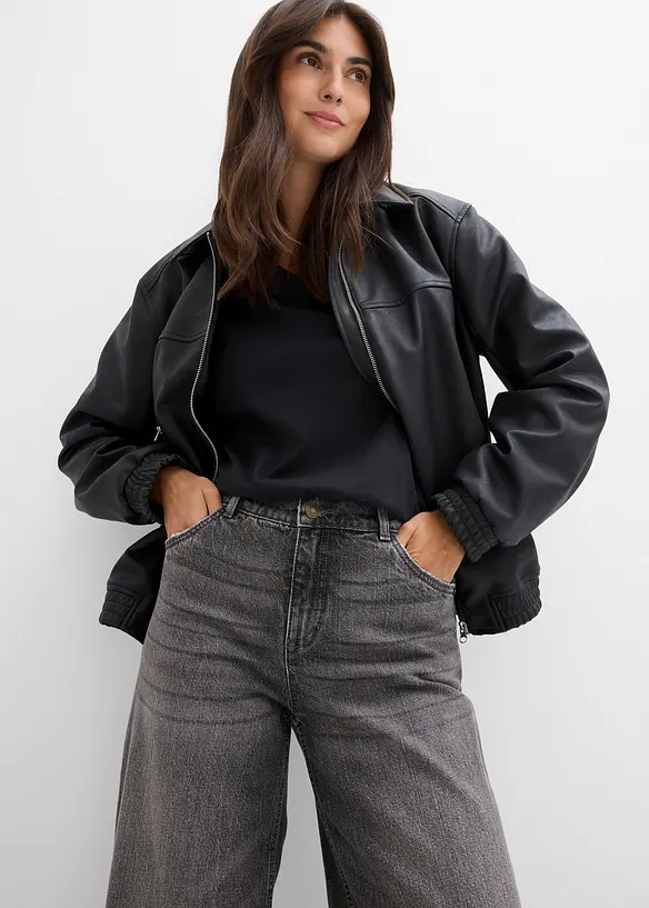 Wide leg jeans, mid waist, bonprix