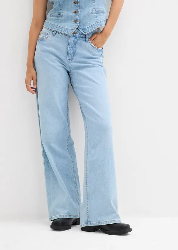 Loose straight jeans mid waist, bonprix