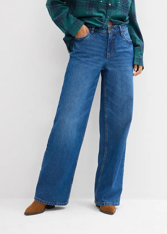 Loose straight jeans mid waist, bonprix