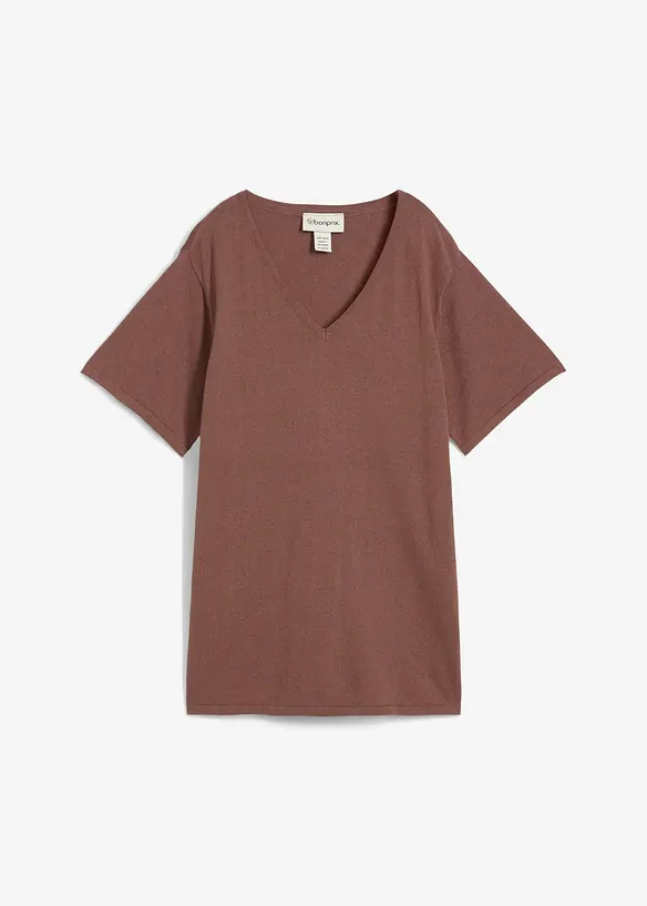 Gebreid shirt met linnen, bonprix