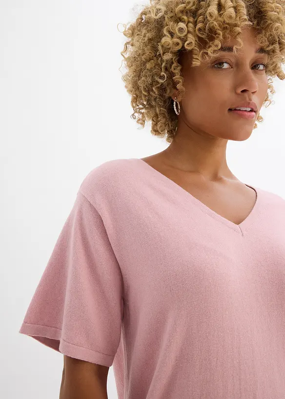 Gebreid shirt met linnen, bonprix
