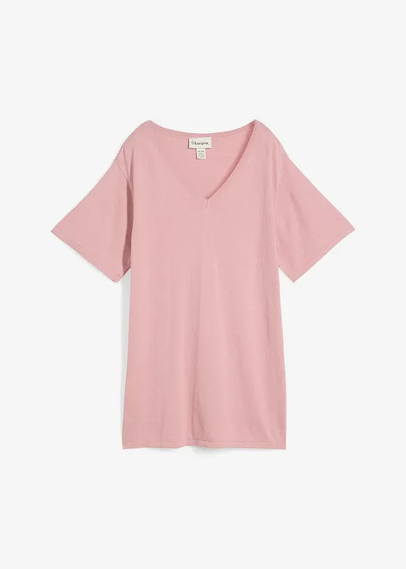 Gebreid shirt met linnen, bonprix