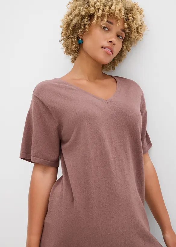 Gebreid shirt met linnen, bonprix
