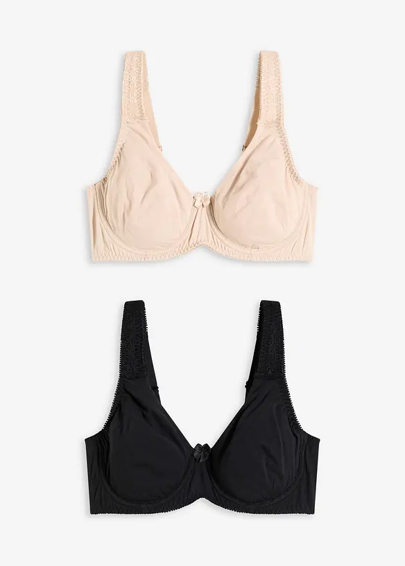 T-shirt bh met beugels en katoen (set van 2), bonprix