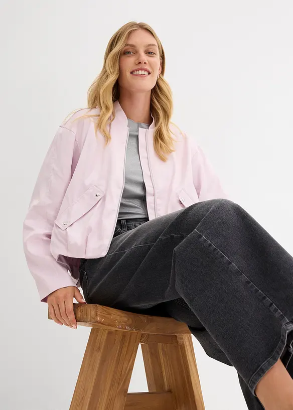 Bomber van glanzende viscosemix, bonprix