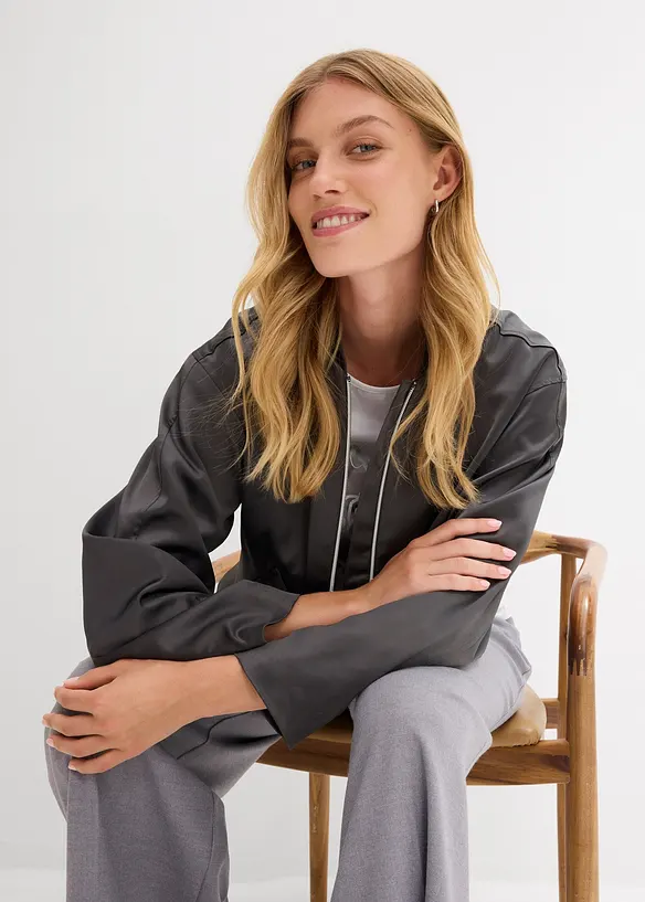 Bomber van glanzende viscosemix, bonprix