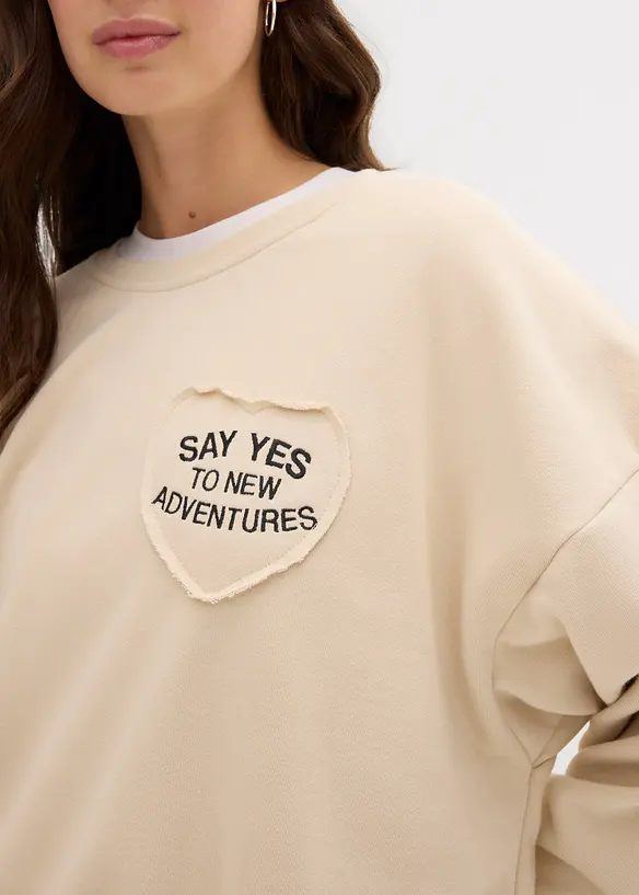 Oversized sweater in een zachte katoenmix, bonprix