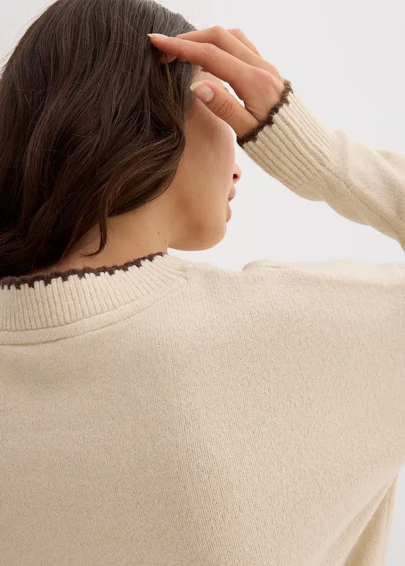 Fijn gebreide trui met oversized schouders, bonprix