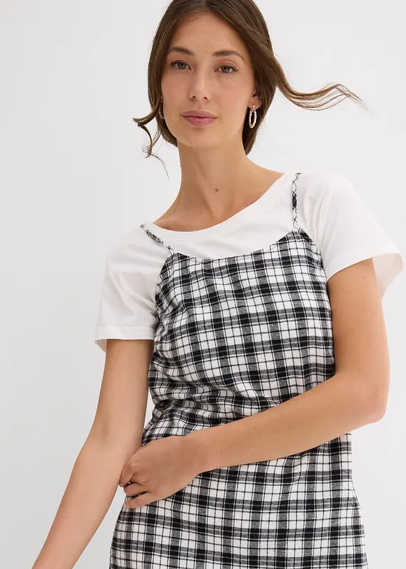 Flanellen jurk met bandjes van puur katoen, bonprix