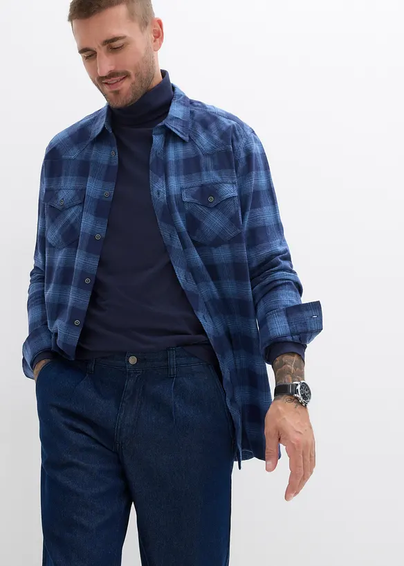 Loose fit jeans met bandplooien, straight, bonprix
