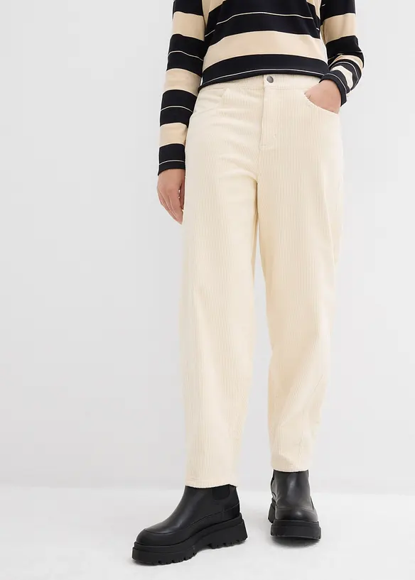 Corduroy broek in barrel model, bonprix