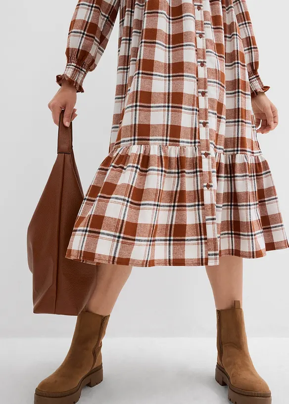 Midi jurk van flanel, bonprix