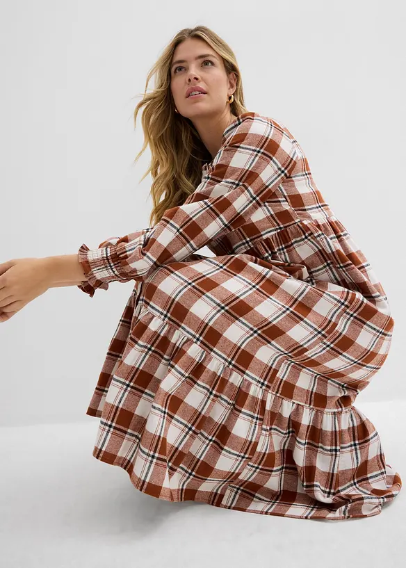Midi jurk van flanel, bonprix