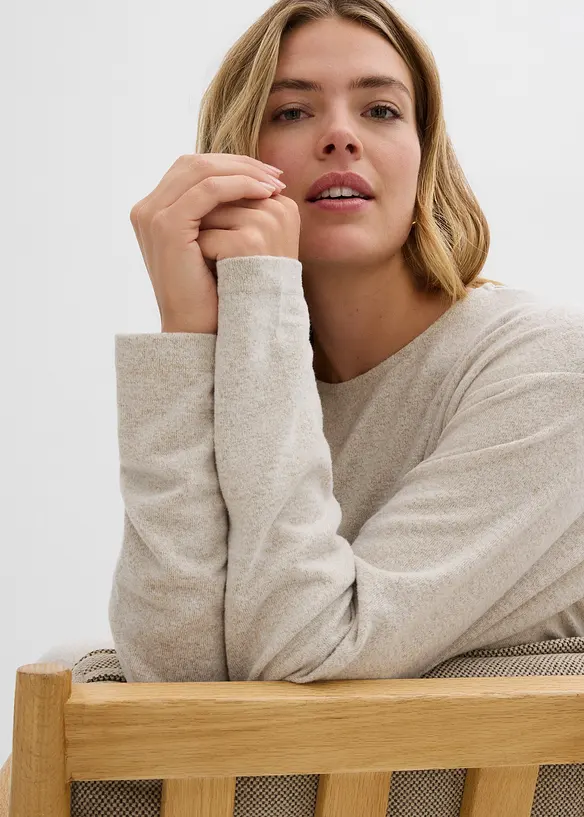 Lange sweater in een gebreide look, bonprix