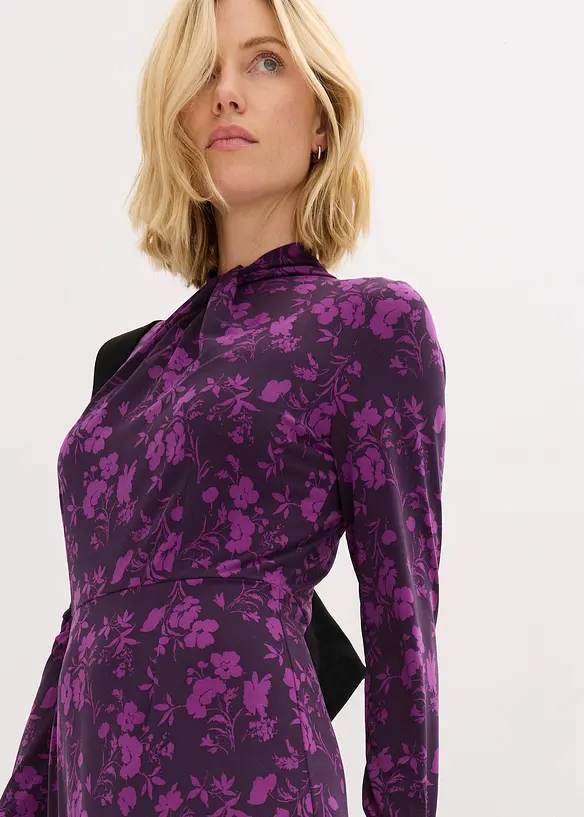 Midi jurk met opstaande kraag, bonprix