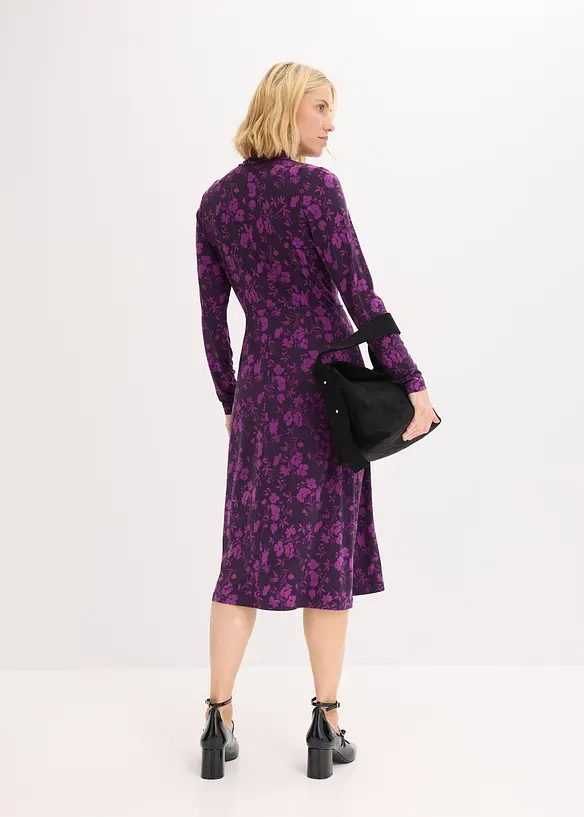 Midi jurk met opstaande kraag, bonprix