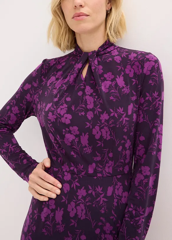 Midi jurk met opstaande kraag, bonprix