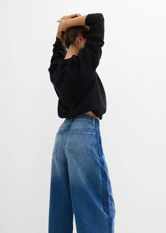 Barrel jeans high waist, cropped, bonprix