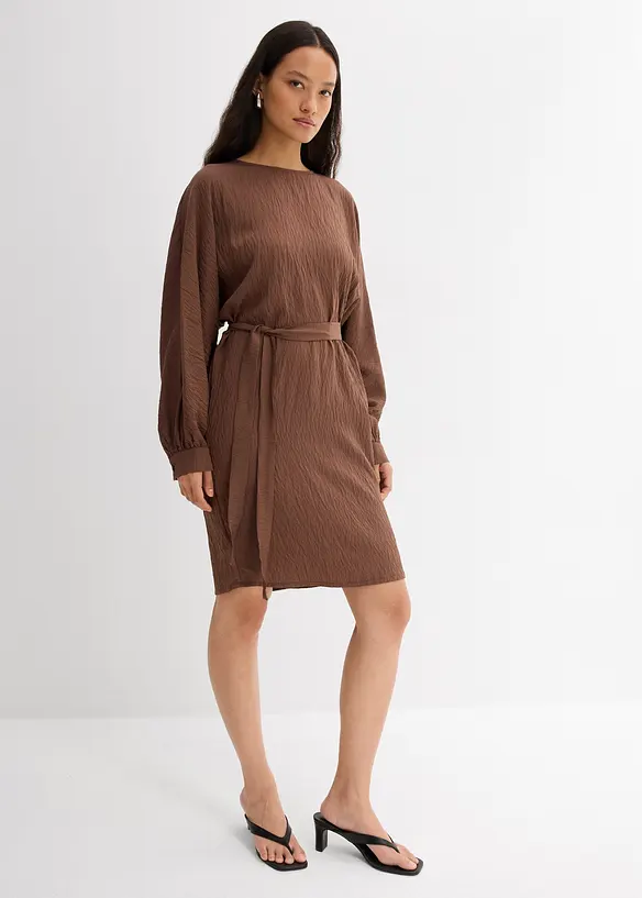 Mini jurk met structuur in een viscosemix, bonprix