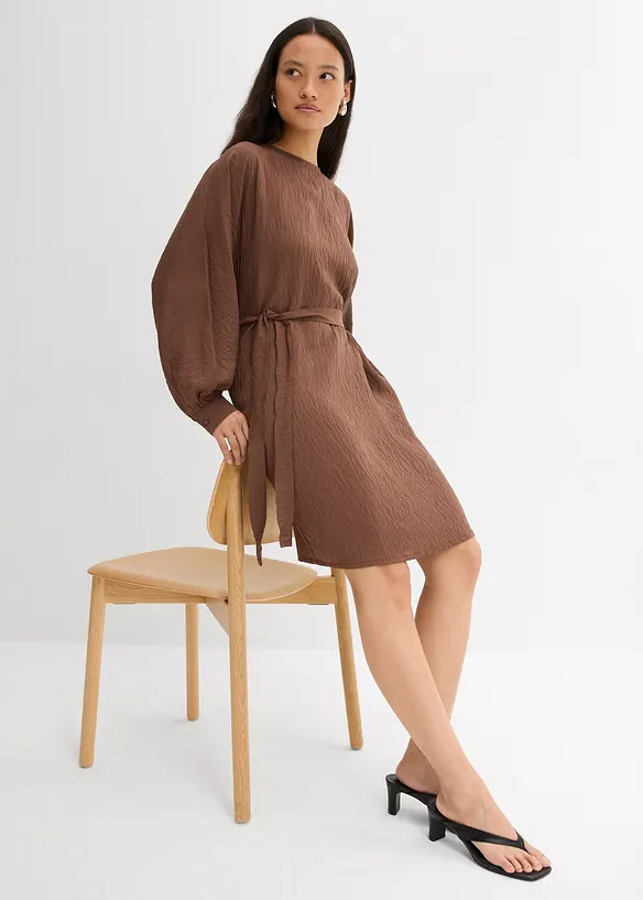 Mini jurk met structuur in een viscosemix, bonprix