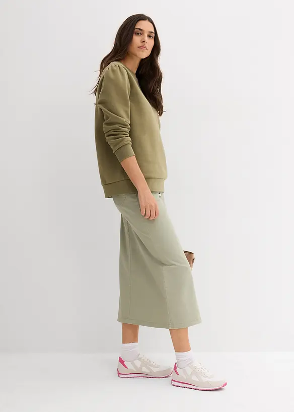 Sweater met borduursel van katoenmix, bonprix
