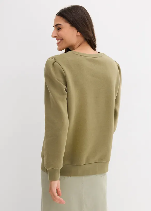 Sweater met borduursel van katoenmix, bonprix