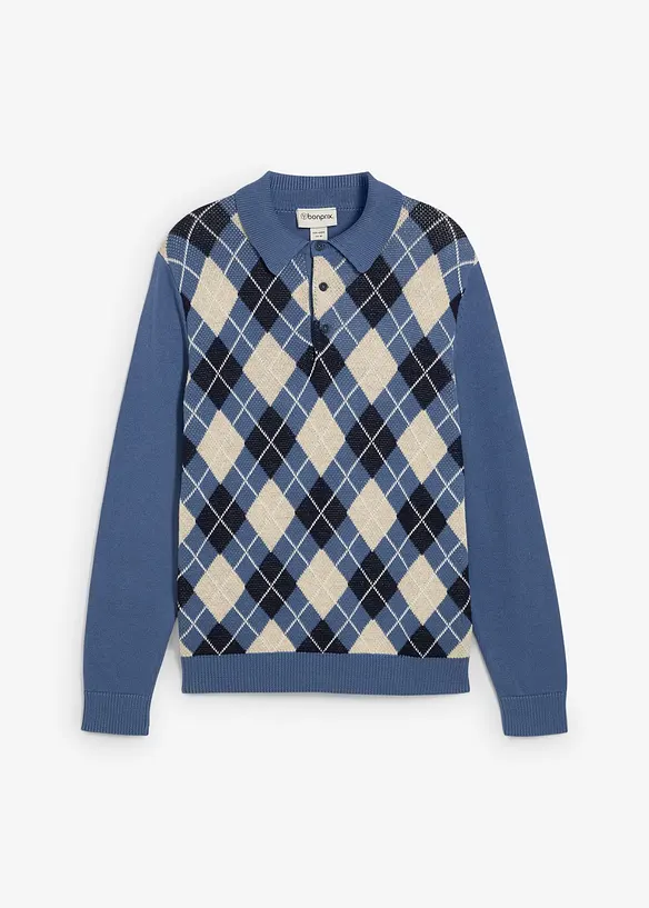 Polo-trui met Argylepatroon van puur katoen, bonprix