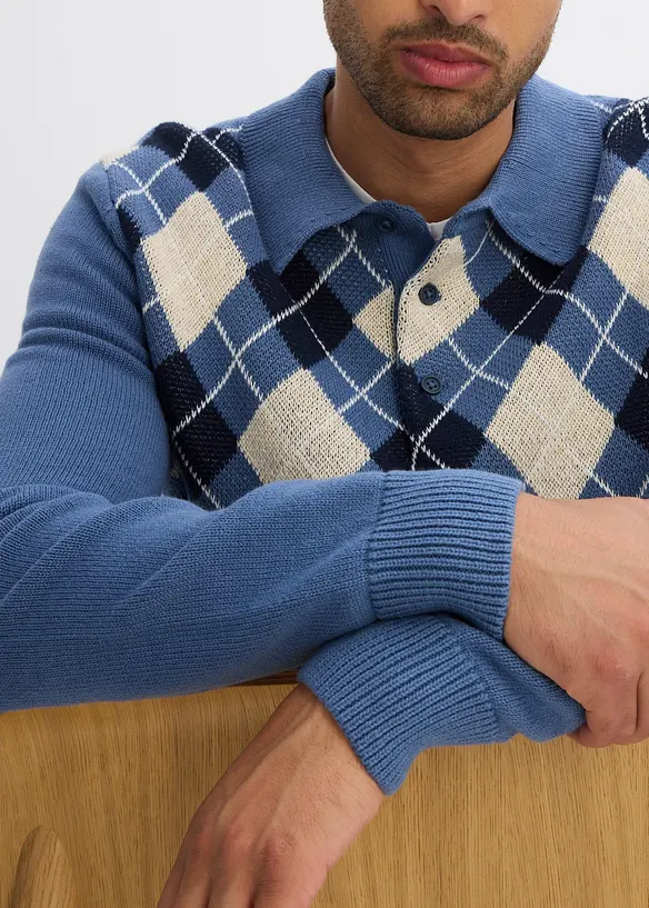 Polo-trui met Argylepatroon van puur katoen, bonprix