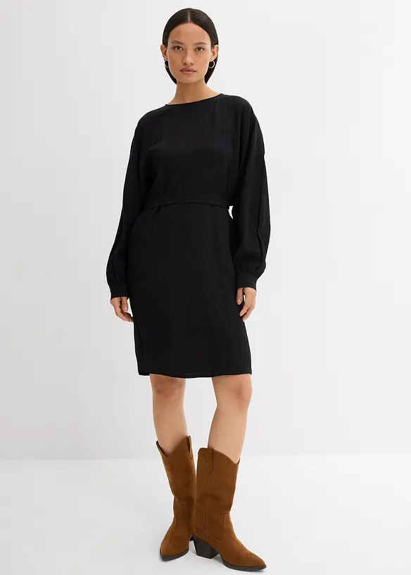 Mini jurk met structuur in een viscosemix, bonprix