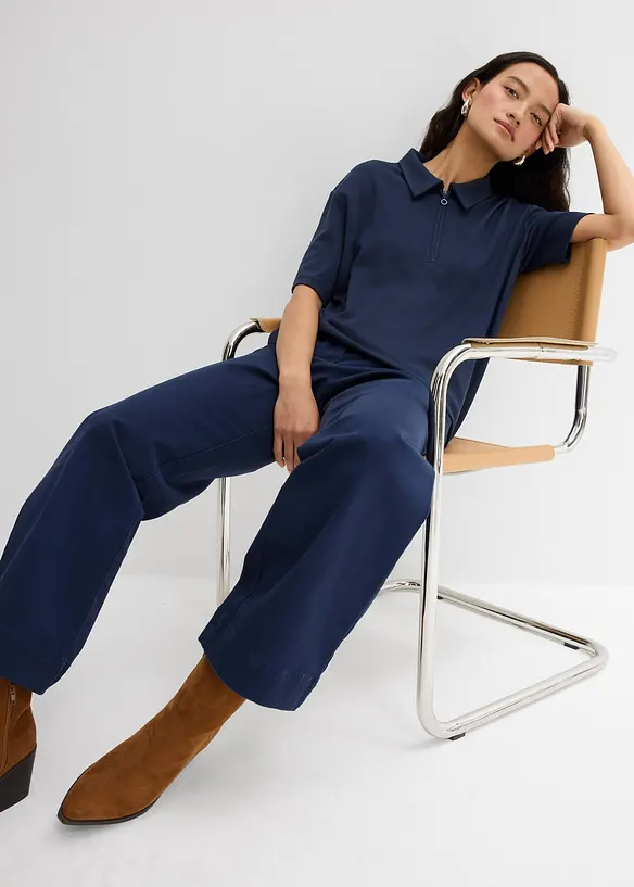 Wijde 7/8 broek van elastisch biologisch katoenmix, bonprix
