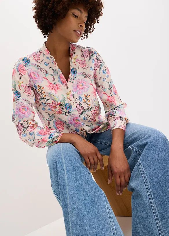 Blouse met een bloemmotief, bonprix
