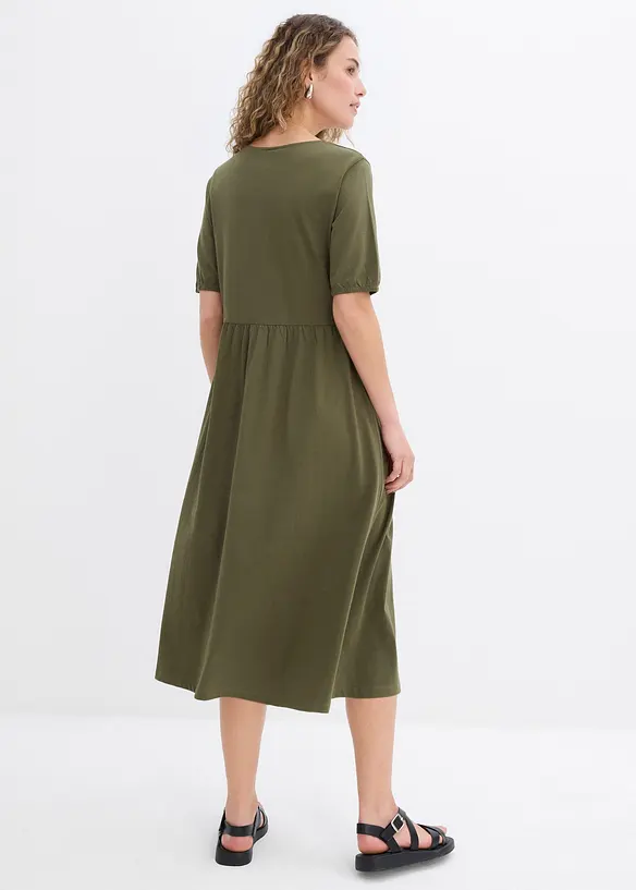 Katoenen midi jurk met knoopsluiting, bonprix
