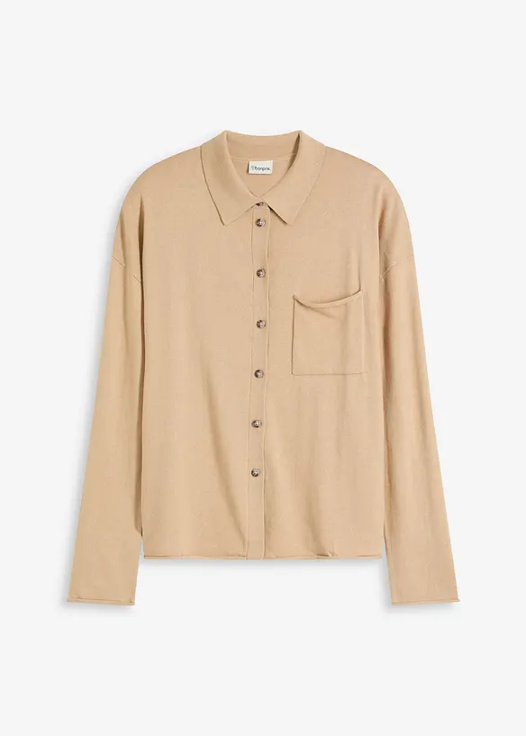 Fijngebreid vest in overhemd look, bonprix