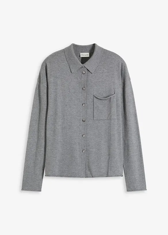 Fijngebreid vest in overhemd look, bonprix
