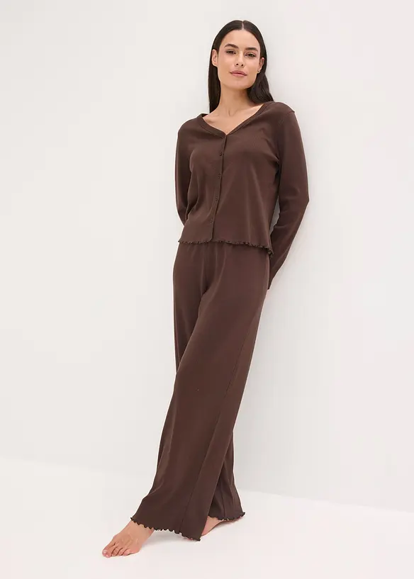 Geribde pyjama met knoopsluiting, bonprix