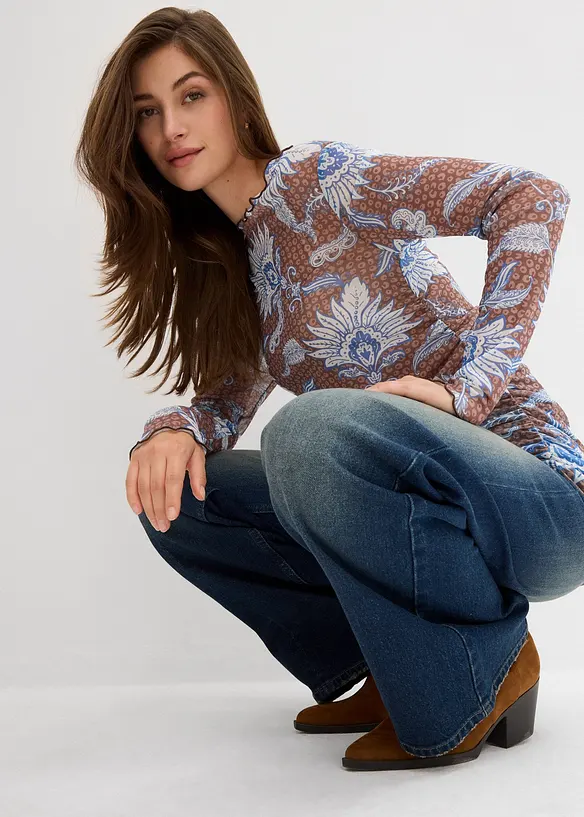 Longsleeve van fijne mesh, bonprix
