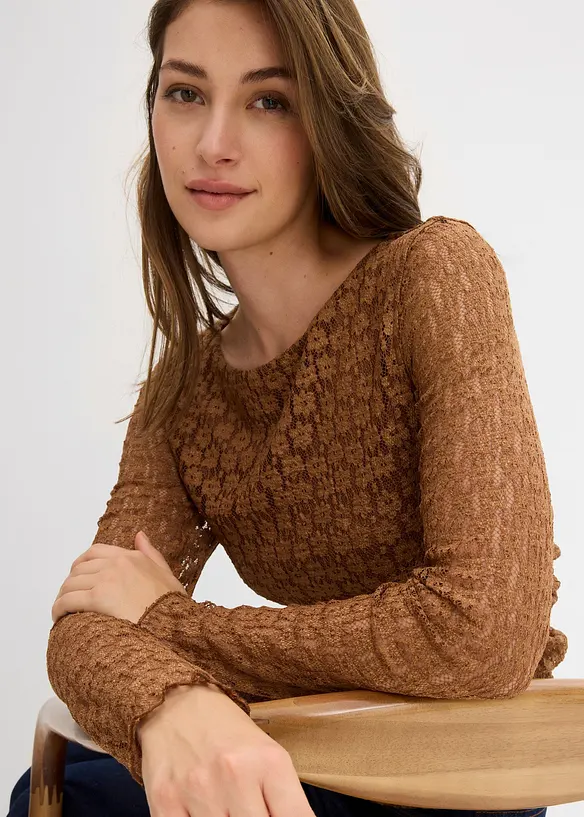 Longsleeve van kant, bonprix