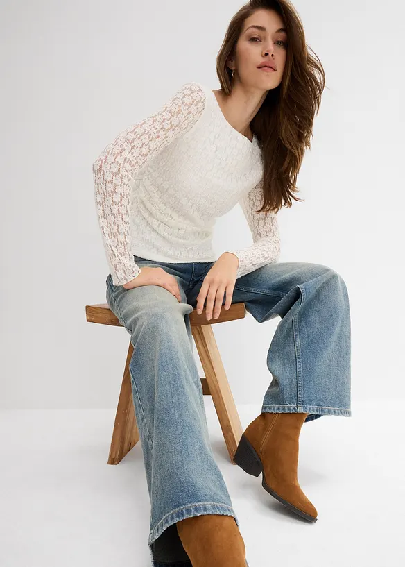 Longsleeve van kant, bonprix