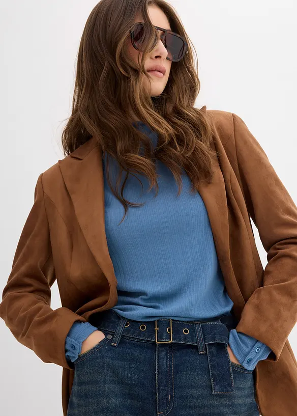 Barrel jeans mid waist met riem, bonprix